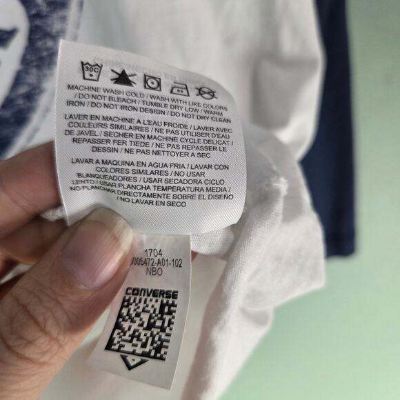 Converse All Stars Womens White Old School Raglan Baseball Tee XL - Picture 6 of 6